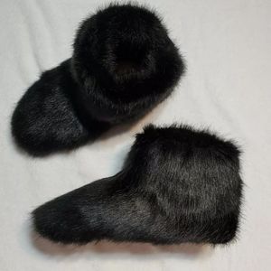 Ugg amary bootie slippers black faux fur sz 7